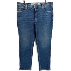 Eddie Bauer Authentic Voyager High Rise Straight Jeans Size 18 Blue Dark Wash
